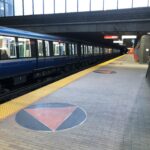 Montreal Metro train waiting at Jolicoeur station