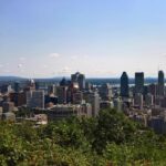 Downtown Montreal skyline seen from the Kondiaronk Belvedere on Mount Royal